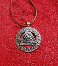 Miniatyrbild 2 av 6: Valknut Wotan Knut Läderhalsband Viking Thor 3 Triangel