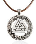 Miniatyrbild 1 av 6: Valknut Wotan Knut Läderhalsband Viking Thor 3 Triangel