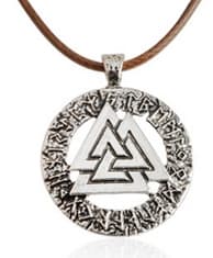 Valknut Wotan Knut Läderhalsband Viking Thor 3 Triangel