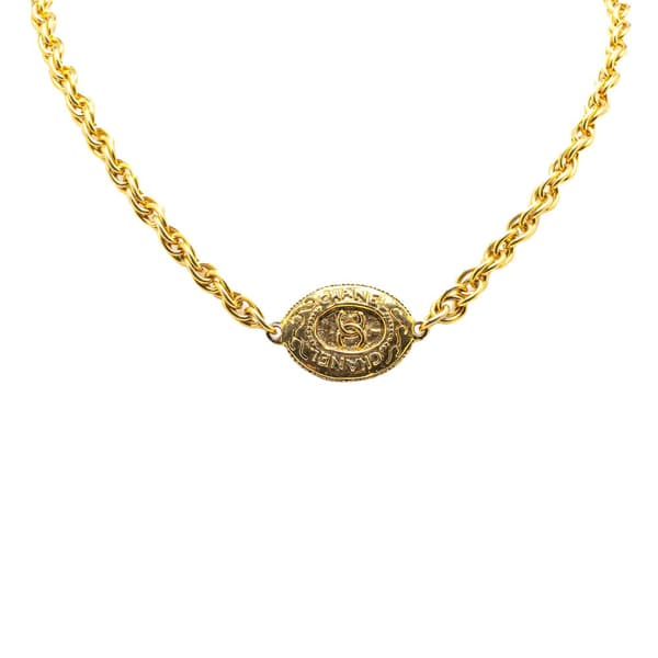Pre-owned Chanel Gold Plated CC Medallion Necklace Gold