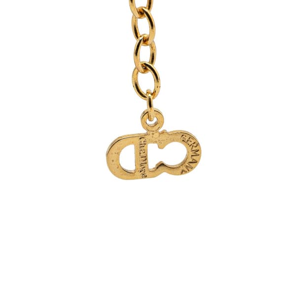 Pre-owned Dior Gold Plated CD Logo Oval Pendant Necklace Gold