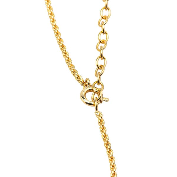 Pre-owned Dior Gold Plated CD Logo Oval Pendant Necklace Gold