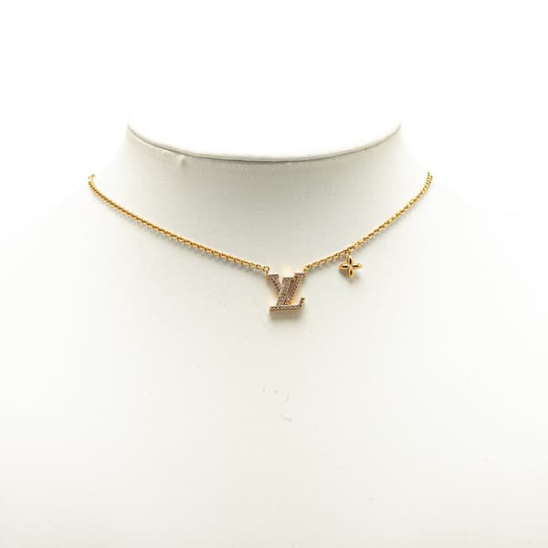 Pre-owned Louis Vuitton Gold Plated LV Crystal Iconic Pendant Necklace Gold