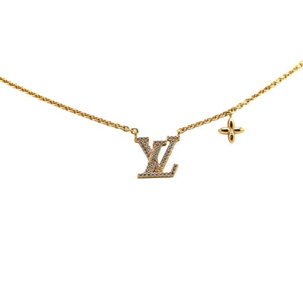 Pre-owned Louis Vuitton Gold Plated LV Crystal Iconic Pendant Necklace Gold
