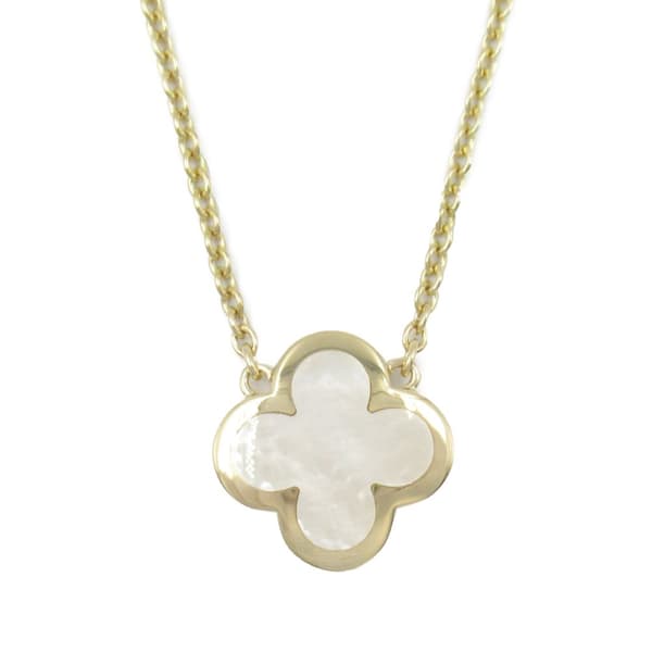 Pre-owned Van Cleef and Arpels 18K Yellow Gold and Mother of Pearl Pure Alhambra Pendant Necklace Gold