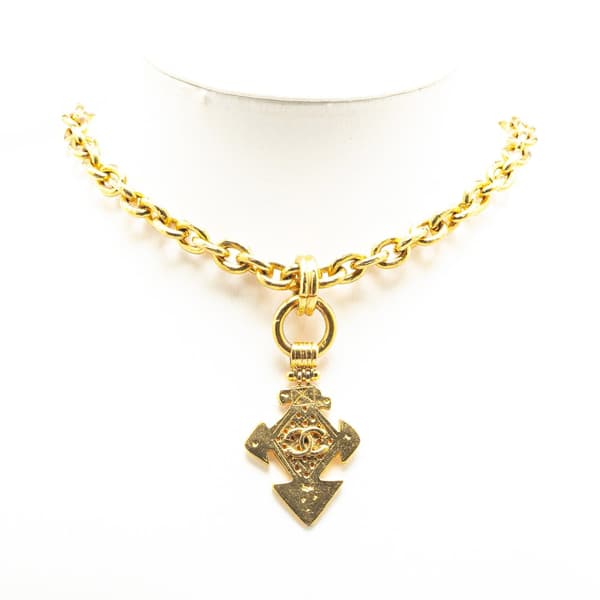 Pre-owned Chanel Gold Plated CC Cross Pendant Necklace Gold
