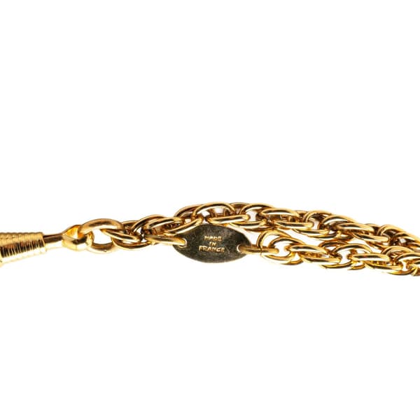 Pre-owned Chanel Gold Plated Double Chain Loupe Magnifying Glass Pendant Necklace Gold