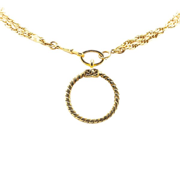 Pre-owned Chanel Gold Plated Double Chain Loupe Magnifying Glass Pendant Necklace Gold