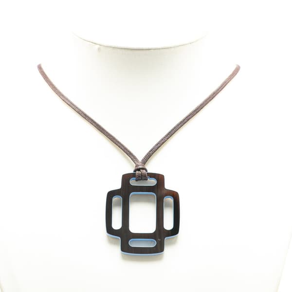 Pre-owned Hermès Rhythm Buffalo Horn Pendant Necklace Brown