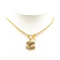 Miniatyrbillede 5 af 6: Pre-owned Chanel Gold Plated Quilted CC Pendant Necklace Gold