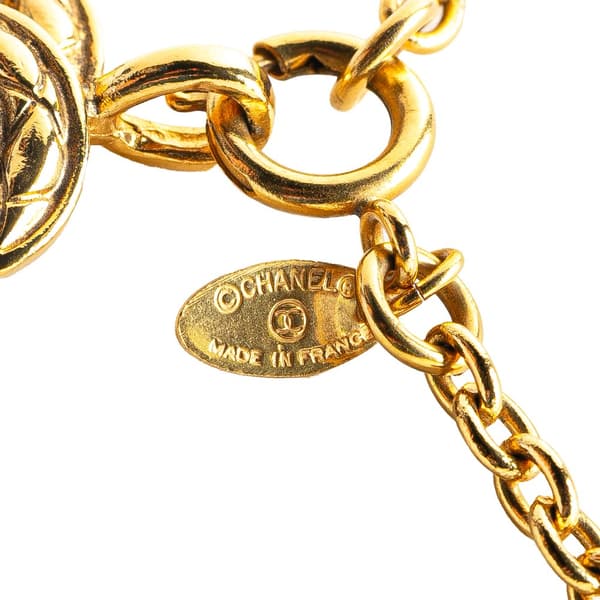 Pre-owned Chanel Gold Plated Quilted CC Pendant Necklace Gold