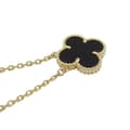 Miniatyrbilde 3 av 8: Pre-owned Van Cleef and Arpels 18K Yellow Gold and Onyx Vintage Alhambra Pendant Necklace Gold