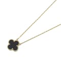 Miniatyrbilde 2 av 8: Pre-owned Van Cleef and Arpels 18K Yellow Gold and Onyx Vintage Alhambra Pendant Necklace Gold