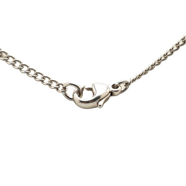 Pre-owned Chanel Silver Enamel CC Pendant Necklace Silver
