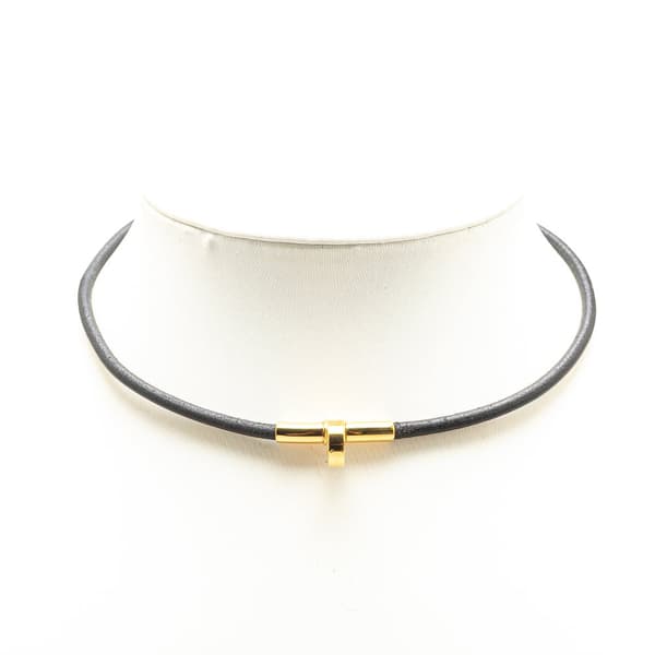Pre-owned Hermès Gold Plated and Leather Kite Choker Necklace Gold