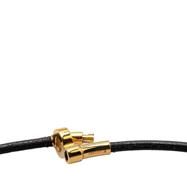 Pre-owned Hermès Gold Plated and Leather Kite Choker Necklace Gold
