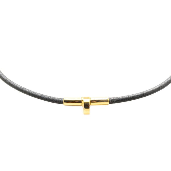 Pre-owned Hermès Gold Plated and Leather Kite Choker Necklace Gold