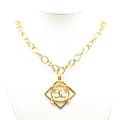 Miniatyrbild 4 av 5: Pre-owned Chanel Gold Plated CC Diamond Shape Pendant Necklace Gold