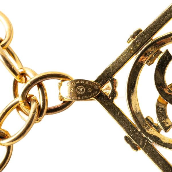 Pre-owned Chanel Gold Plated CC Diamond Shape Pendant Necklace Gold