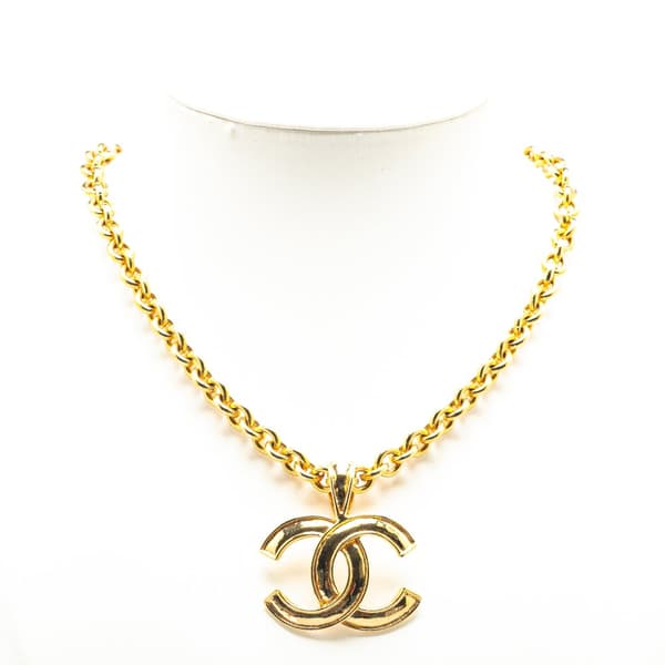 Pre-owned Chanel Gold Plated CC Pendant Necklace Gold
