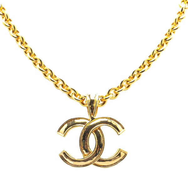 Pre-owned Chanel Gold Plated CC Pendant Necklace Gold