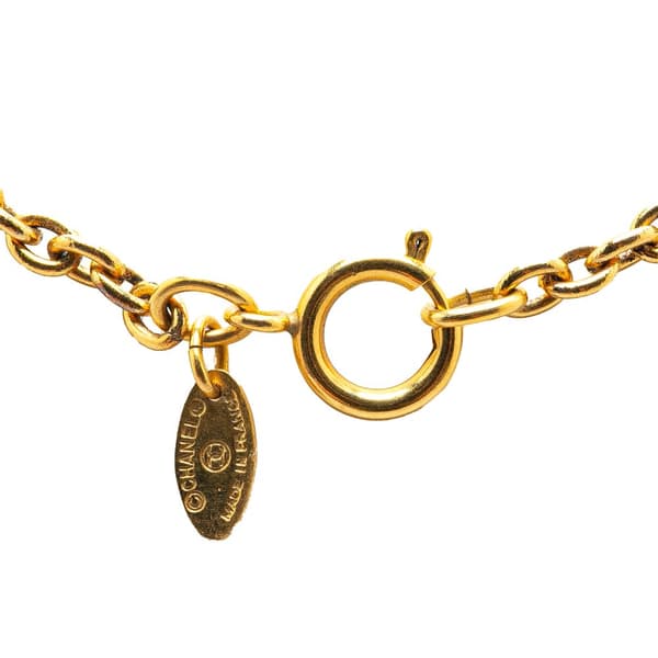 Pre-owned Chanel Gold Plated Quilted CC Pendant Necklace Gold