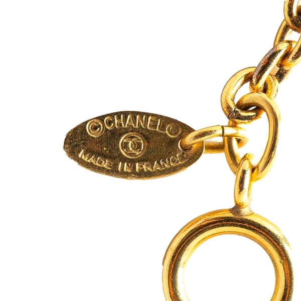Pre-owned Chanel Gold Plated Quilted CC Pendant Necklace Gold