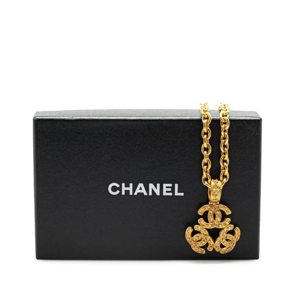 Pre-owned Chanel Gold Plated Triple CC Pendant Necklace Gold