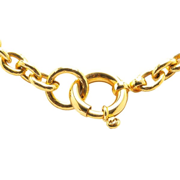 Pre-owned Chanel Gold Plated CC Round Pendant Necklace Gold