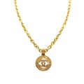 Miniatyrbild 1 av 5: Pre-owned Chanel Gold Plated CC Round Pendant Necklace Gold