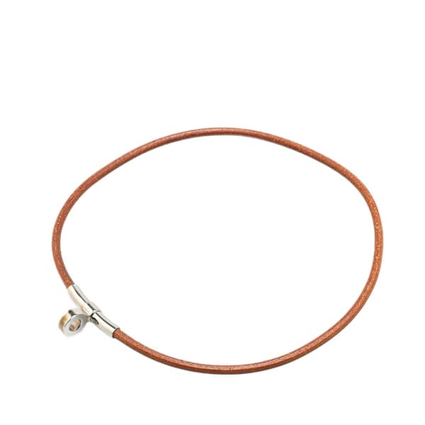 Pre-owned Hermès Silver Plated and Leather Kite Choker Necklace Brown