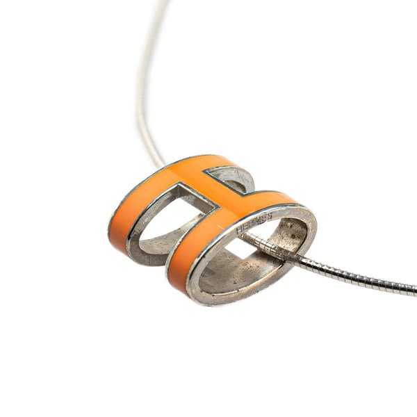 Pre-owned Hermès Silver Cage dH Cube Necklace Silver