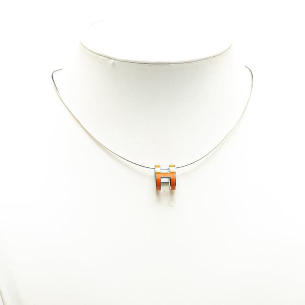 Pre-owned Hermès Silver Cage dH Cube Necklace Silver