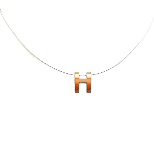 Pre-owned Hermès Silver Cage dH Cube Necklace Silver