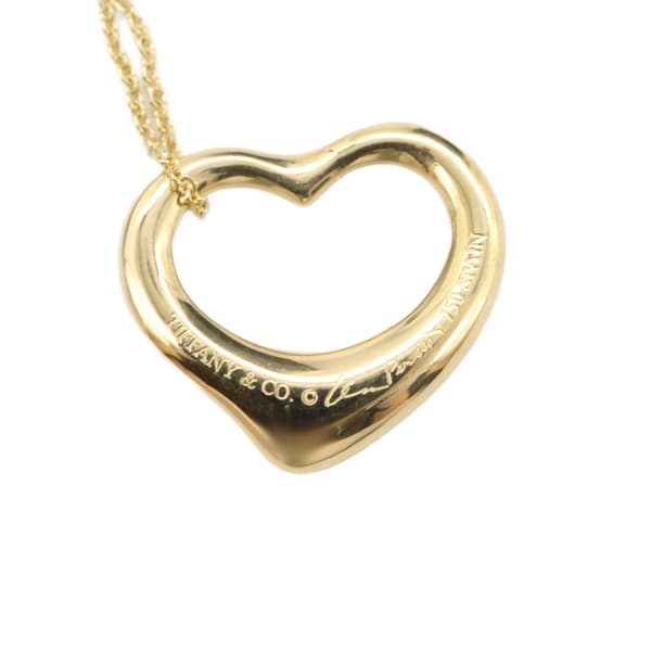 Pre-owned Tiffany 18K Yellow Gold Small Elsa Peretti Open Heart Pendant Necklace Gold