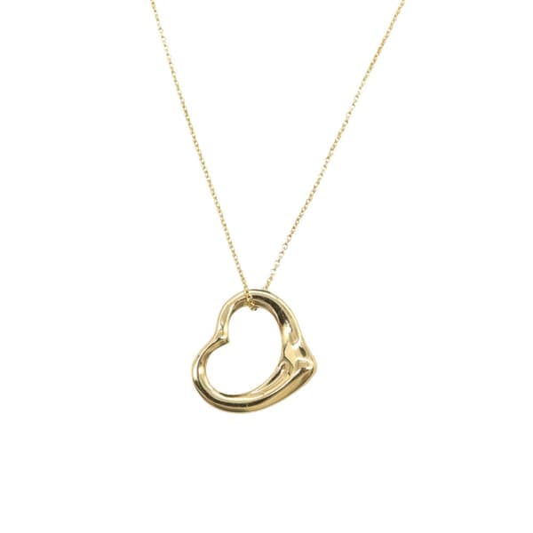Pre-owned Tiffany 18K Yellow Gold Small Elsa Peretti Open Heart Pendant Necklace Gold