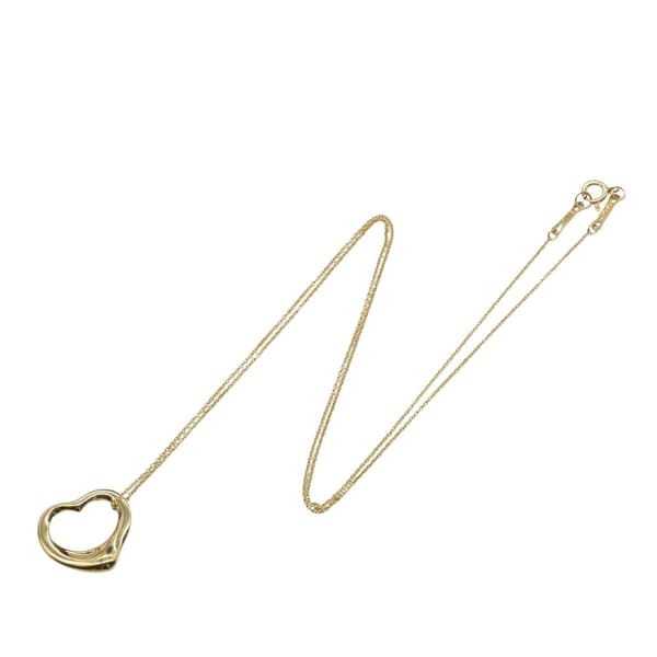 Pre-owned Tiffany 18K Yellow Gold Small Elsa Peretti Open Heart Pendant Necklace Gold
