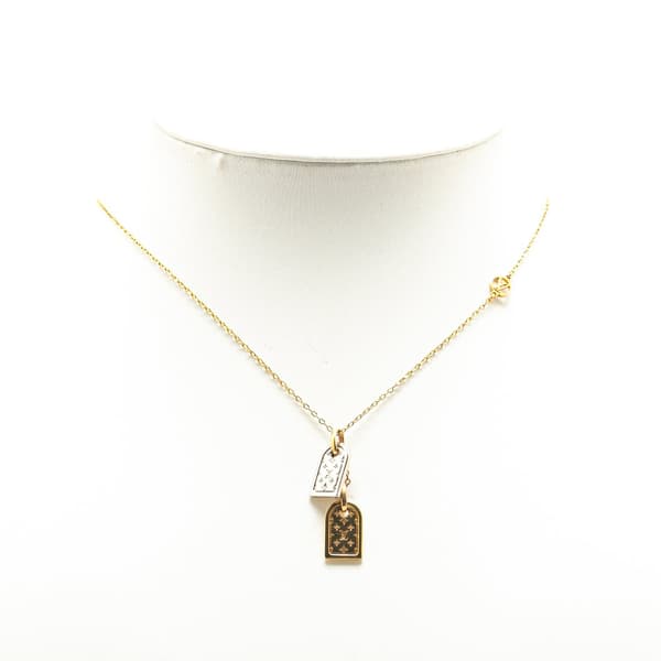 Pre-owned Louis Vuitton Gold Plated Nanogram Pendant Necklace Gold