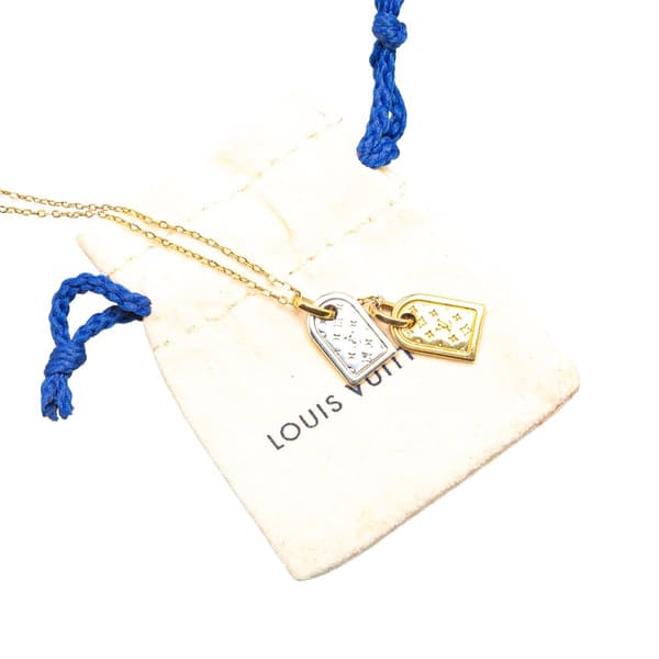 Pre-owned Louis Vuitton Gold Plated Nanogram Pendant Necklace Gold