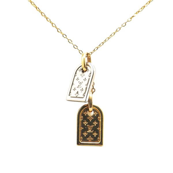 Pre-owned Louis Vuitton Gold Plated Nanogram Pendant Necklace Gold