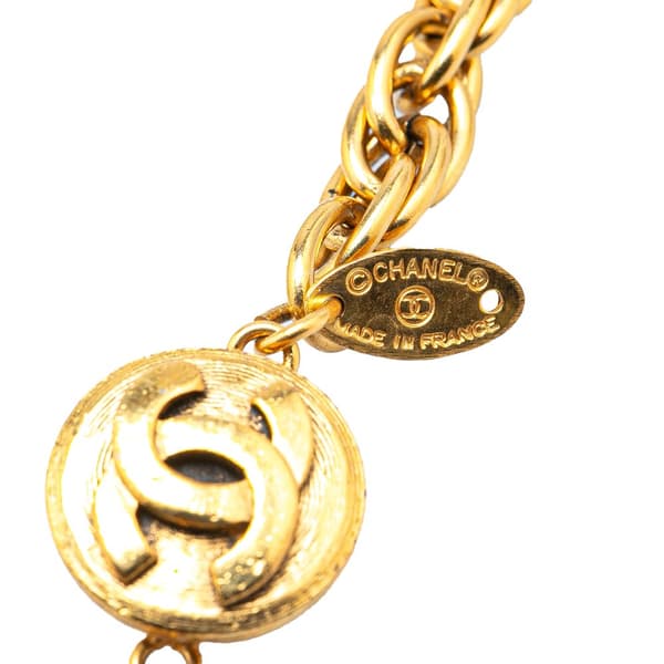 Pre-owned Chanel Gold Plated Ball Charm Long Necklace Gold