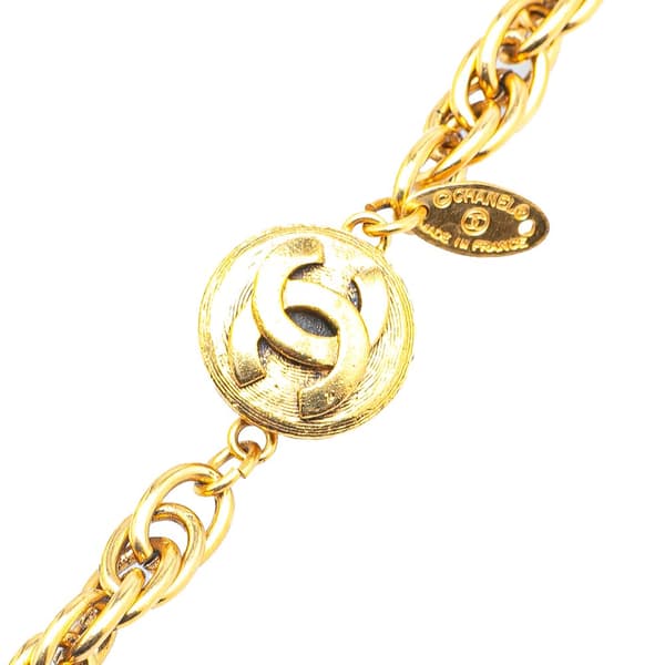 Pre-owned Chanel Gold Plated Ball Charm Long Necklace Gold