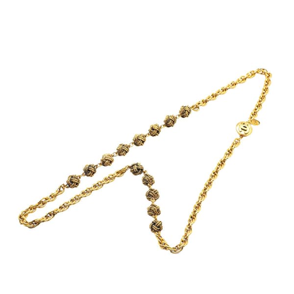 Pre-owned Chanel Gold Plated Ball Charm Long Necklace Gold