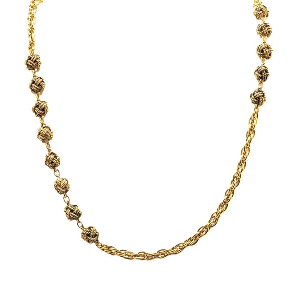 Pre-owned Chanel Gold Plated Ball Charm Long Necklace Gold