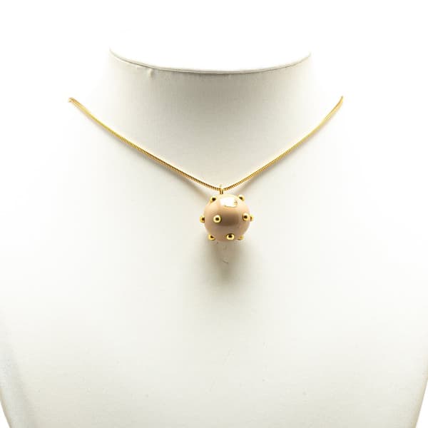 Pre-owned Chanel Gold Plated Resin Ball Pendant Necklace Gold