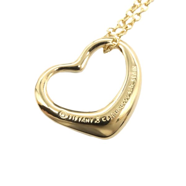 Pre-owned Tiffany 18K Yellow Gold Small Elsa Peretti Open Heart Pendant Necklace Gold