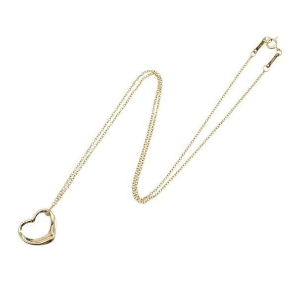 Pre-owned Tiffany 18K Yellow Gold Small Elsa Peretti Open Heart Pendant Necklace Gold