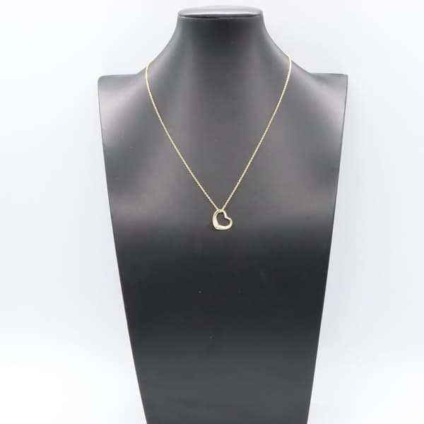 Pre-owned Tiffany 18K Yellow Gold Small Elsa Peretti Open Heart Pendant Necklace Gold