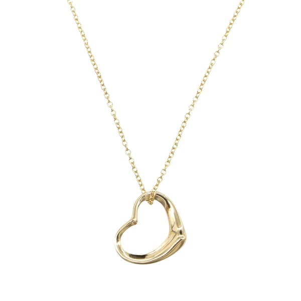 Pre-owned Tiffany 18K Yellow Gold Small Elsa Peretti Open Heart Pendant Necklace Gold