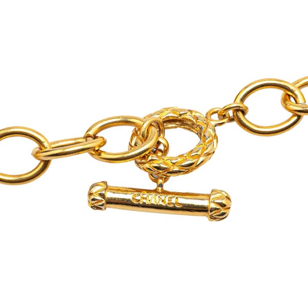 Pre-owned Chanel Gold Plated CC Heart Pendant Necklace Gold